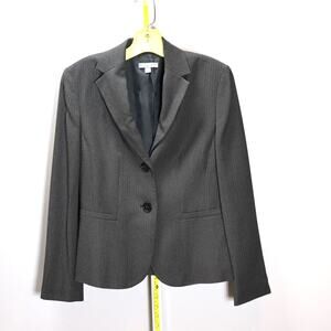 Ann Taylor Petites Gray Herringbone Blazer 8P Two Button Career Jacket